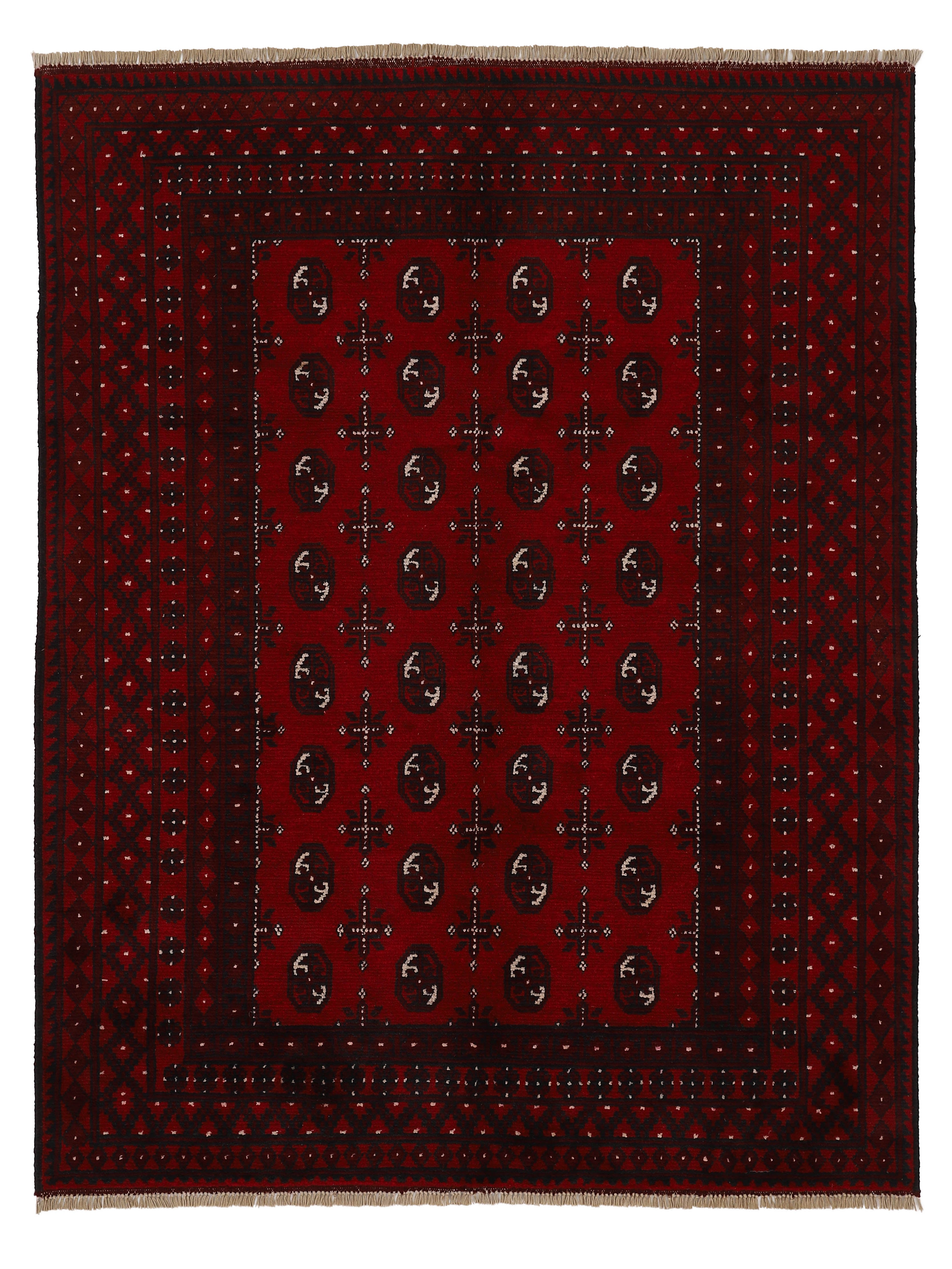 Afghan Akhche Bokhara Teppich Rot