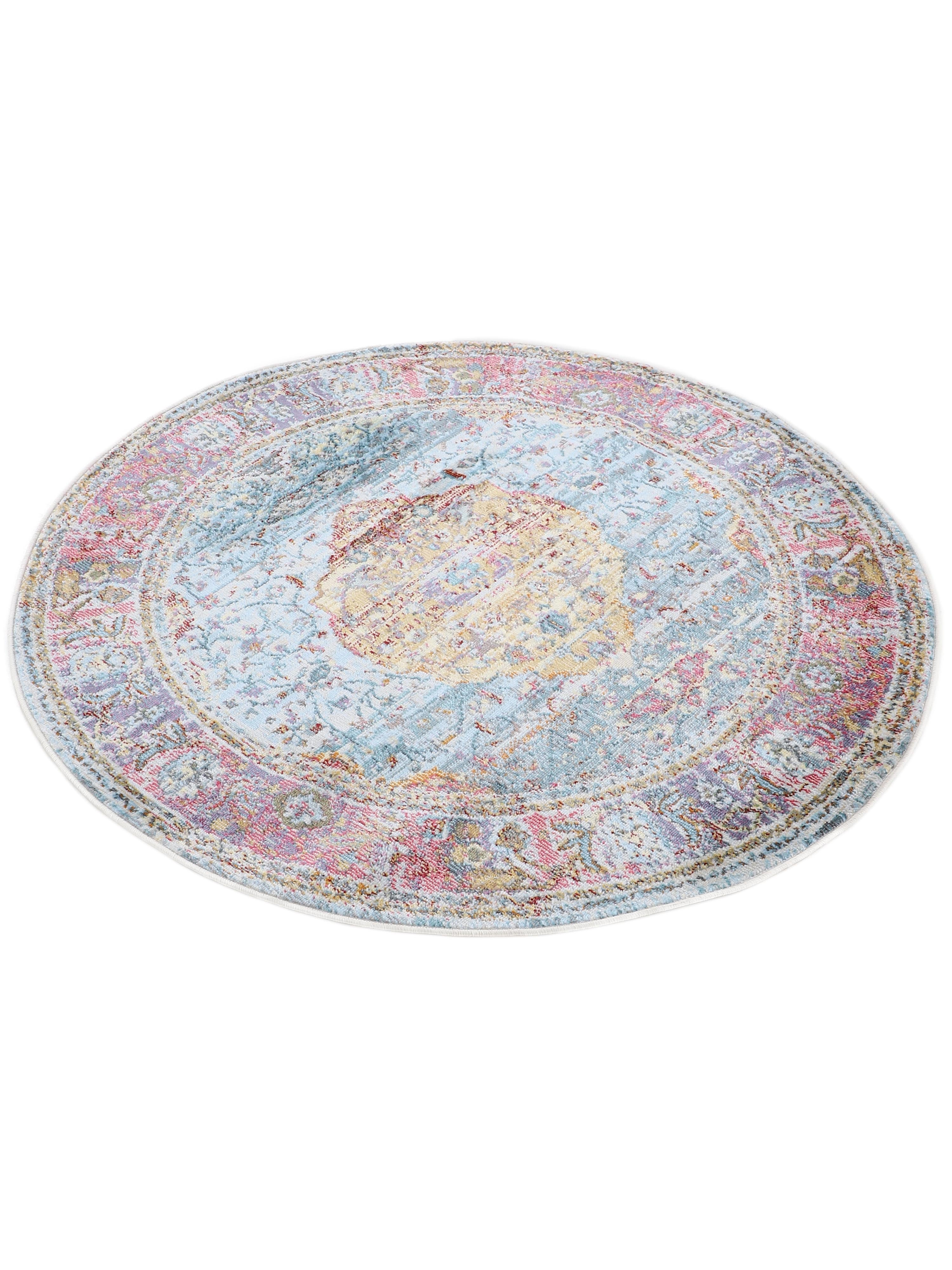 Vintage Teppich Esha Rund Multicolor in multicolor aus kunstfaser