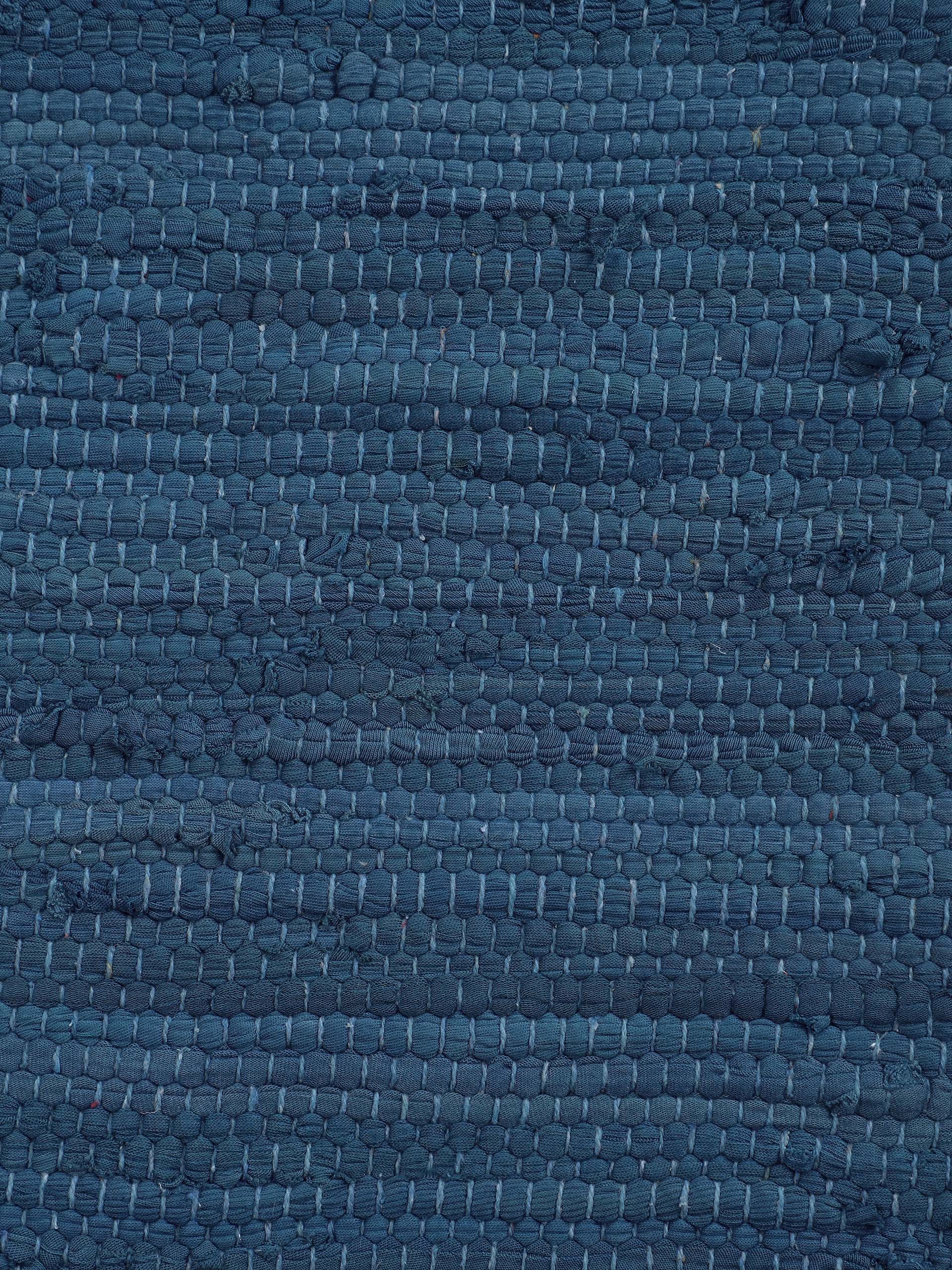 Kelim Chindi Uni Blau in blau aus baumwolle