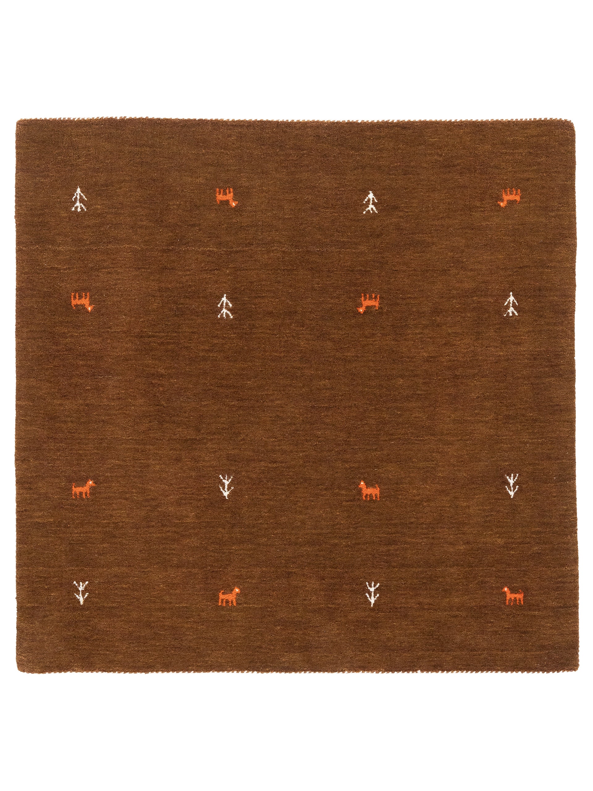 Wollteppich Gabbeh Uni Quadratisch Braun in braun aus wolle