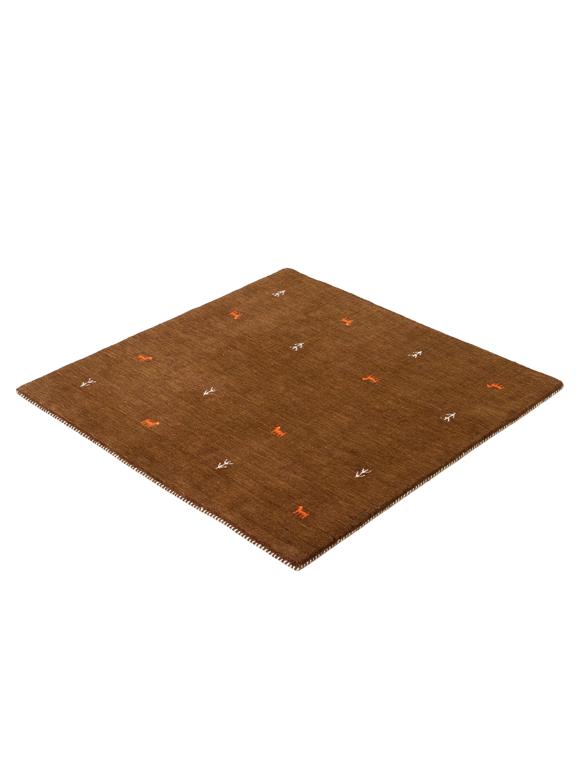 Wollteppich Gabbeh Uni Quadratisch Braun in braun aus wolle