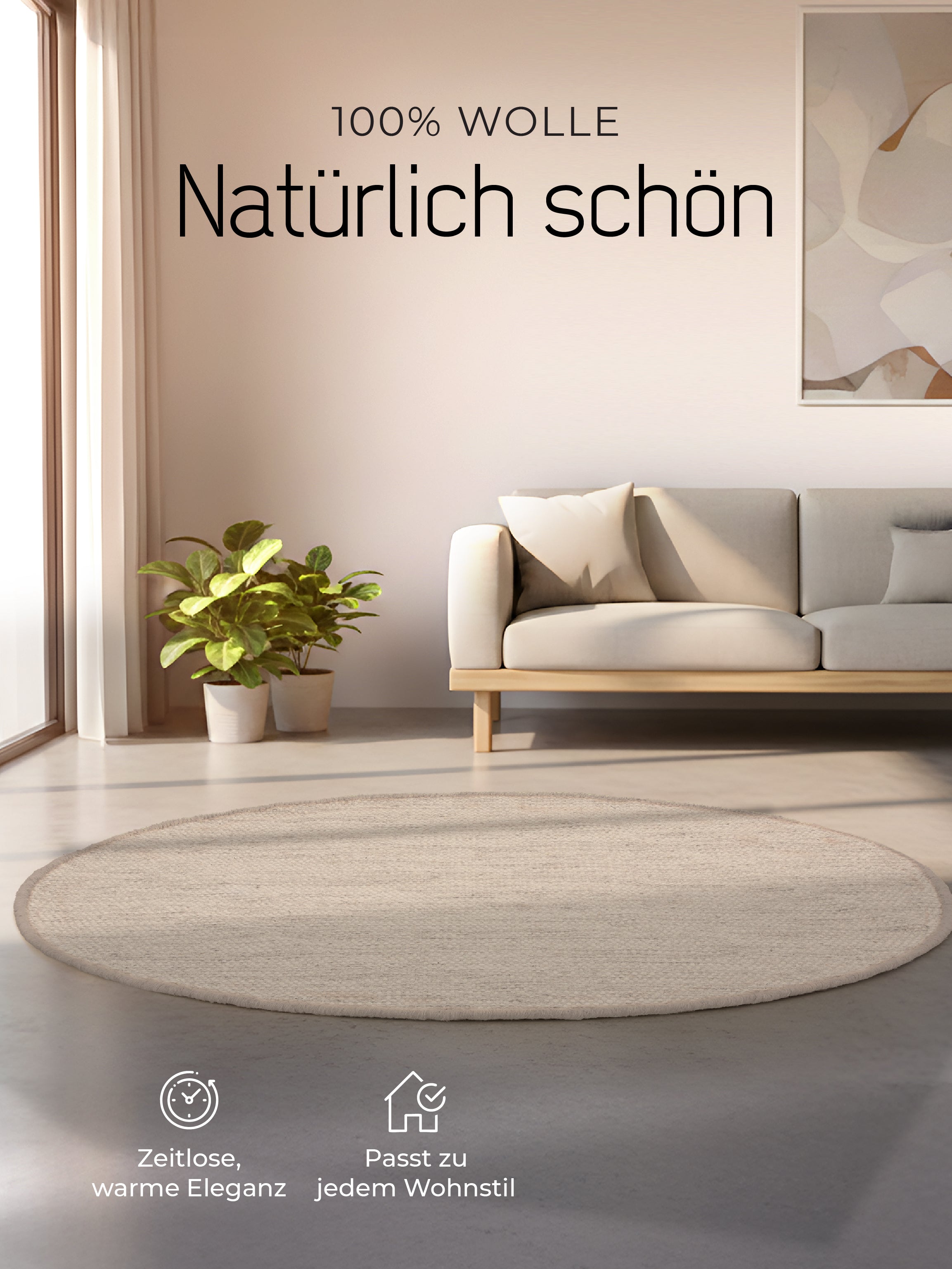 Wollteppich Lui Rund Grau