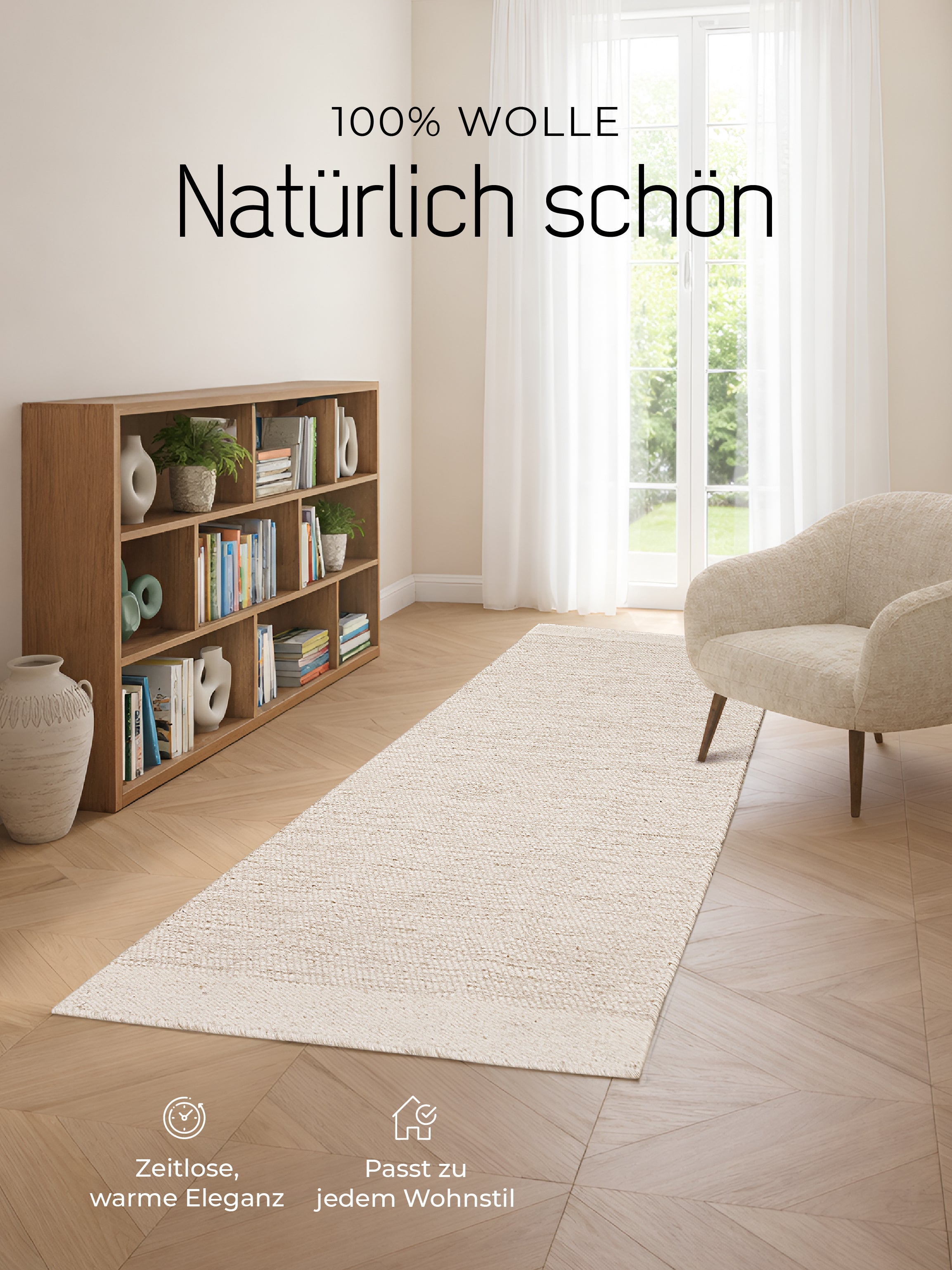 Wollteppich Lui Läufer Weiß