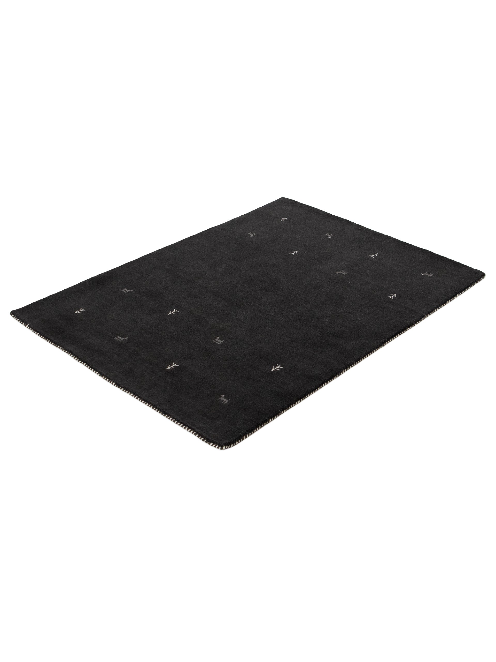 Wollteppich Gabbeh Uni Schwarz aus Wolle