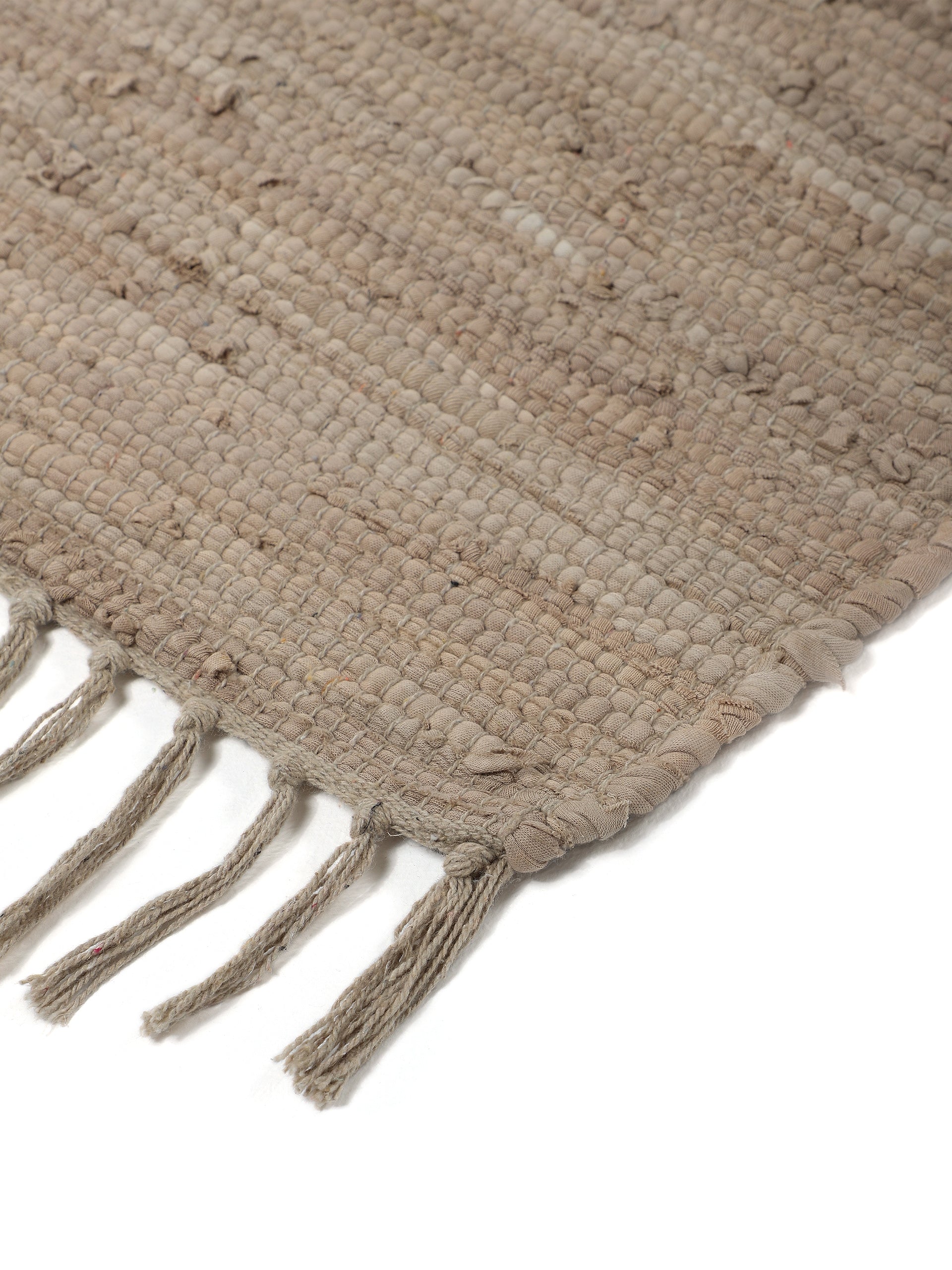 Kelim Chindi Uni Läufer Taupe in taupe aus baumwolle