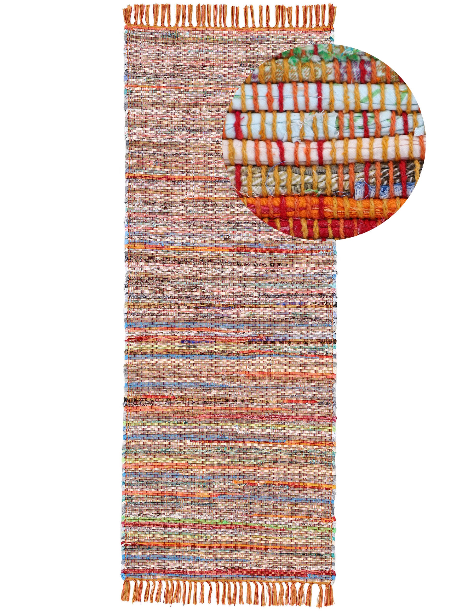 Kelim Chindi Läufer Orange in orange