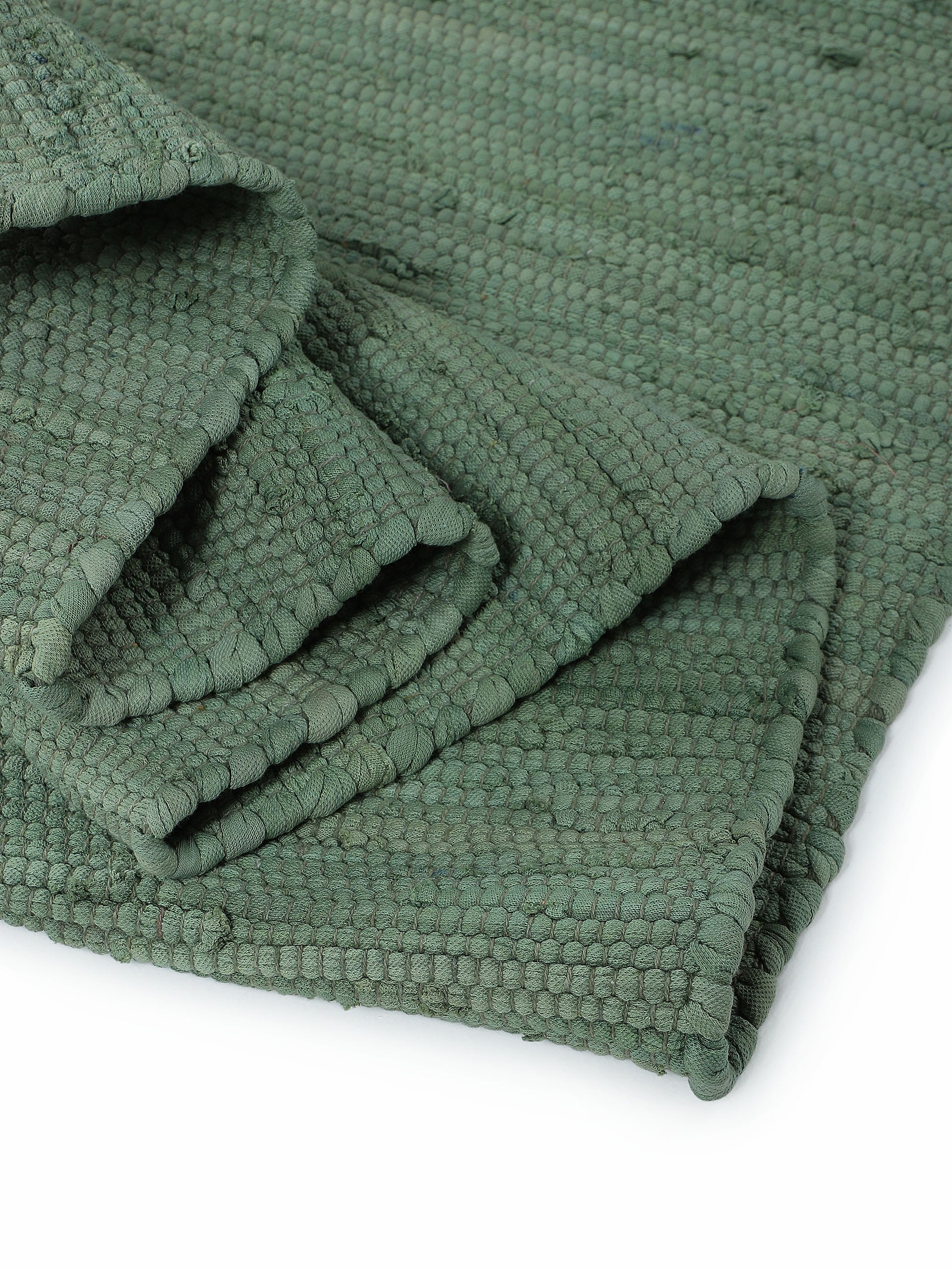 Kelim Chindi Uni Grün in grün aus baumwolle