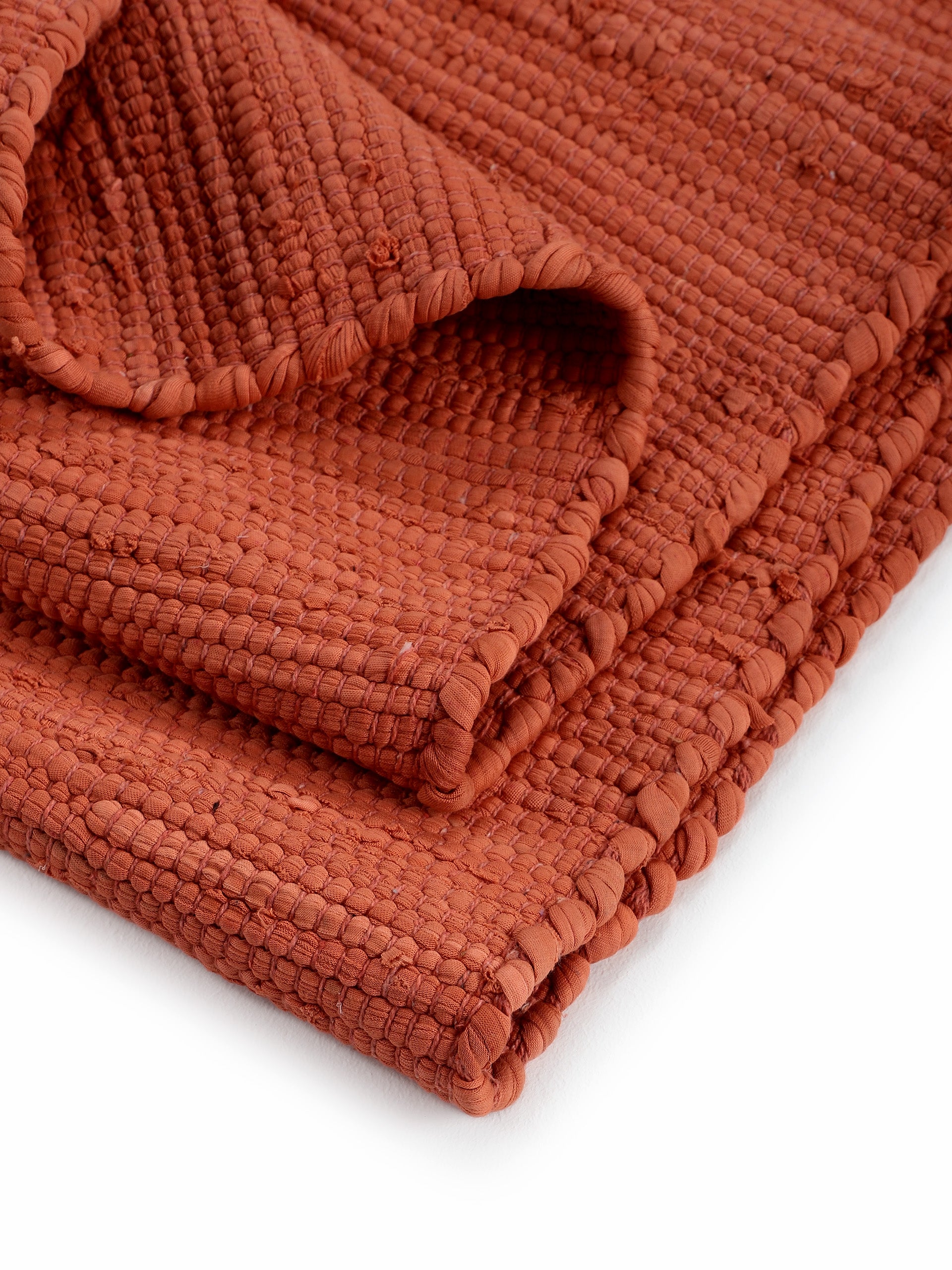 Kelim Chindi Uni Läufer Orange in orange aus baumwolle