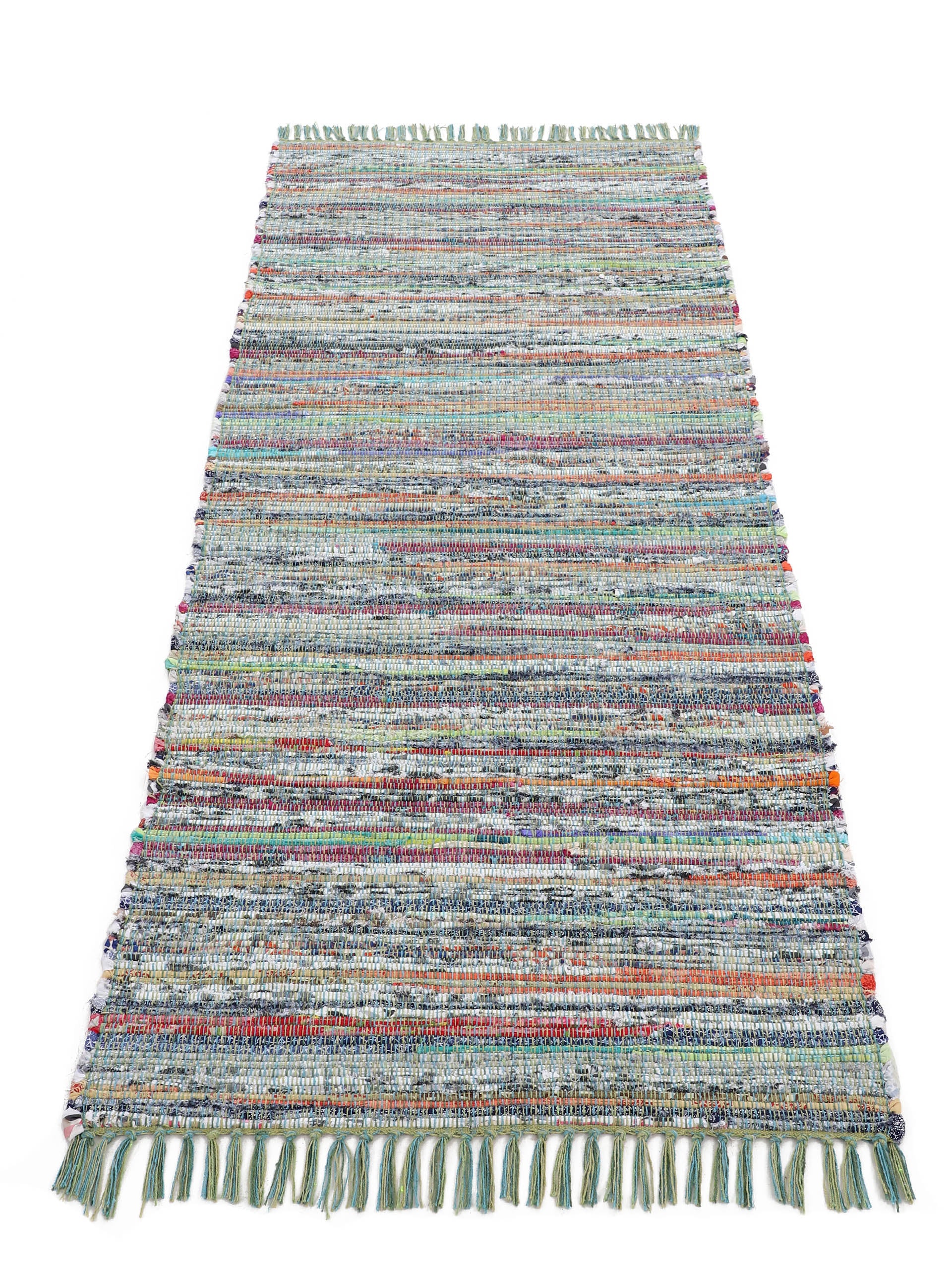 Kelim Chindi Läufer Grün in grün