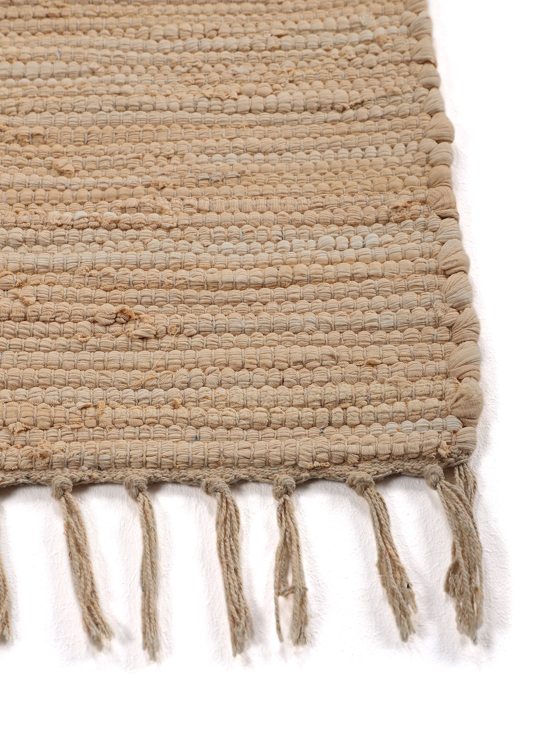 Kelim Chindi Uni Läufer Beige in beige aus baumwolle