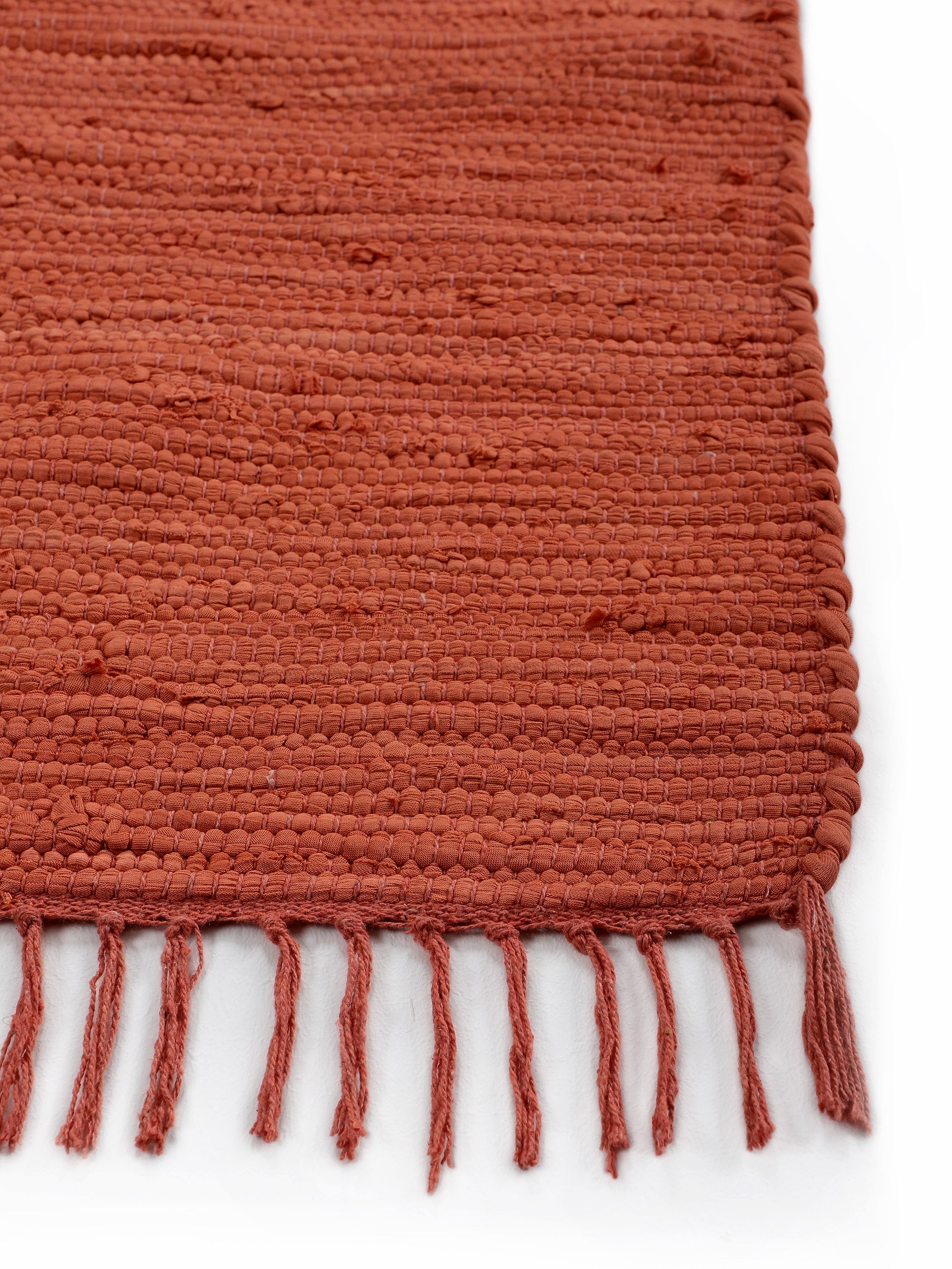 Kelim Chindi Uni Läufer Orange in orange aus baumwolle