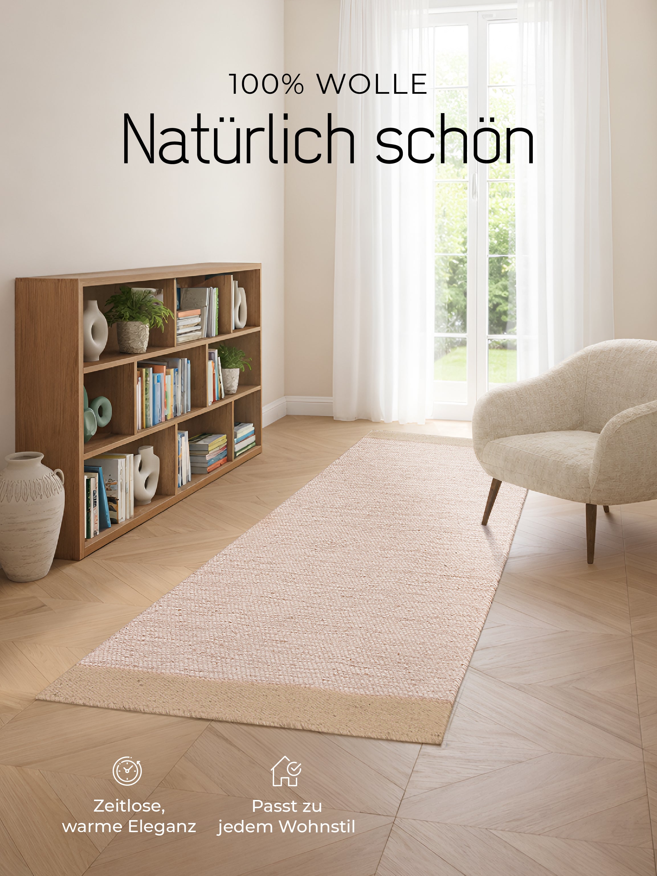 Wollteppich Lui Läufer Taupe