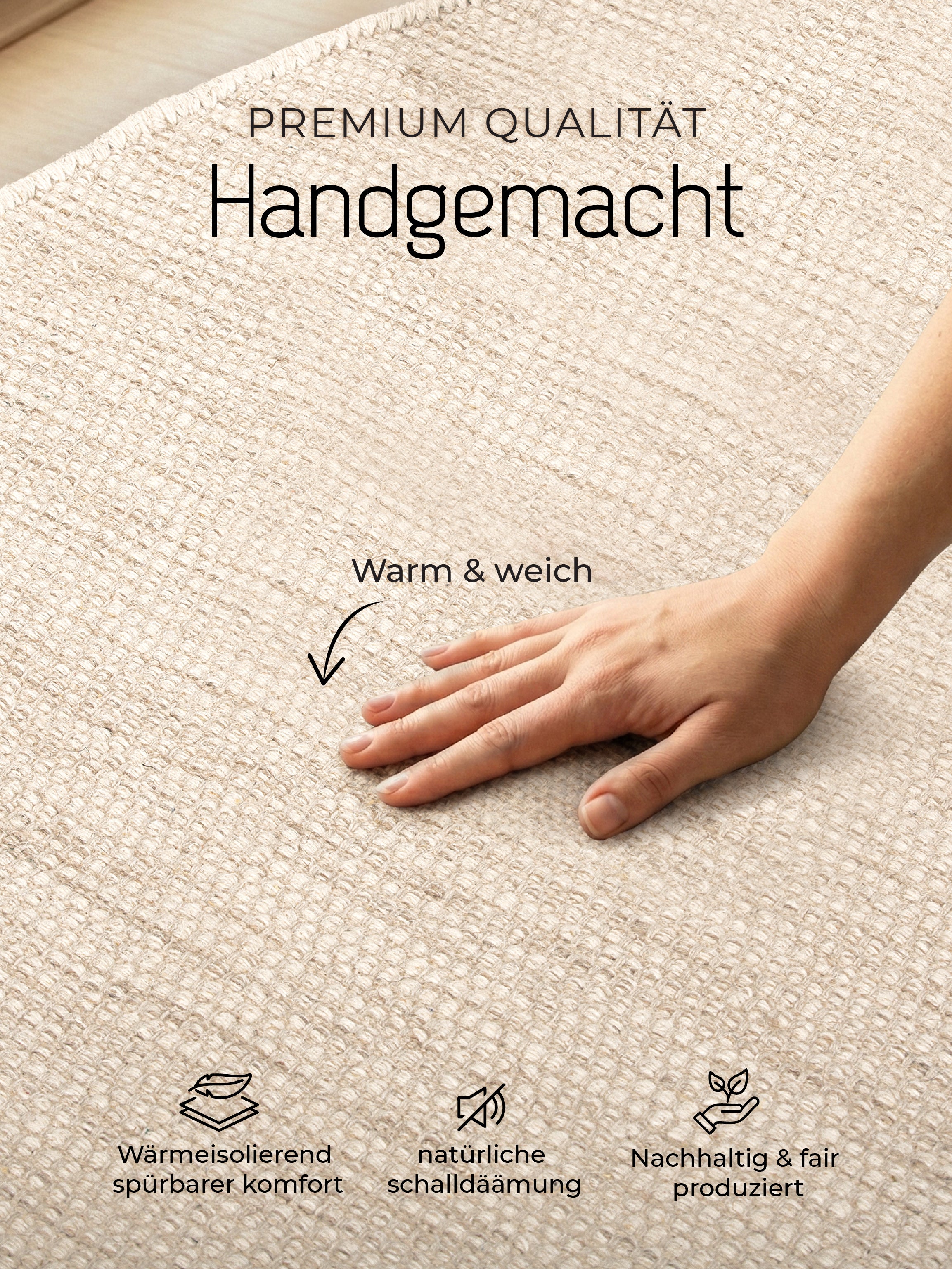 Wollteppich Lui Rund Weiß